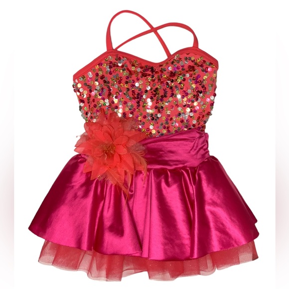 Weissman Dance Pageant Costume on piece outfit dress, sequins, child XS - Picture 8 of 8